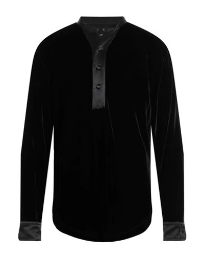 Giorgio Armani Man Shirt Black Size 16 Viscose, Cupro, Elastane