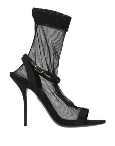 Dolce & Gabbana Woman Ankle Boots Black Size 9.5 Polyamide, Viscose, Elastane, Goat Skin