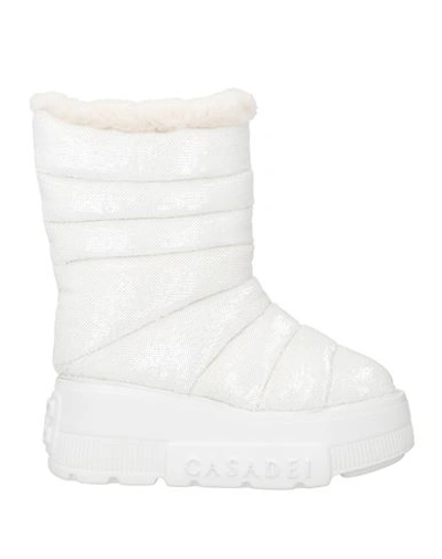 Casadei Woman Ankle Boots White Size 11 Textile Fibers