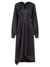 Michael Michael Kors Women's Satin Faux-wrap Midi-dress In Black