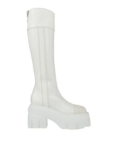 Casadei Woman Knee Boots White Size 10.5 Calfskin