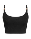 Versace La Greca Copped Embellished Knitted Top In Black