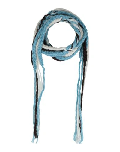 Dsquared2 Man Scarf Azure Size - Wool, Acrylic, Alpaca Wool In Blue