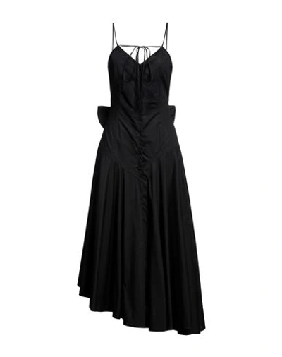 Msgm Woman Midi Dress Black Size 6 Cotton