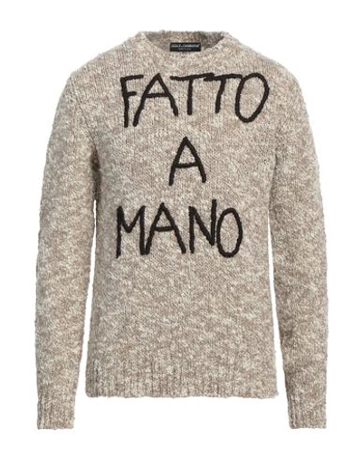 Dolce & Gabbana Man Sweater Beige Size 44 Virgin Wool, Polyamide, Wool, Acrylic, Alpaca Wool