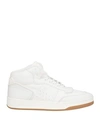 SAINT LAURENT SAINT LAURENT MAN SNEAKERS WHITE SIZE 7 SOFT LEATHER, TEXTILE FIBERS