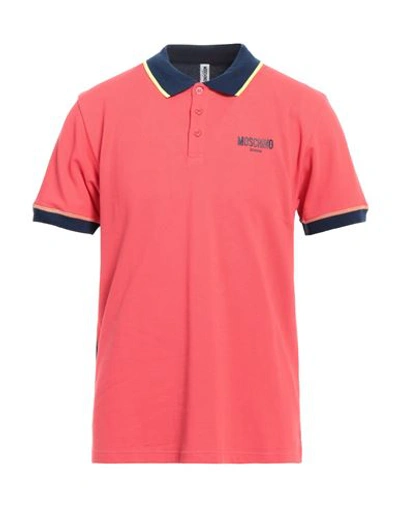 Moschino Man Polo Shirt Coral Size Xxl Cotton In Red