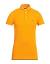 Tommy Hilfiger Man Polo Shirt Orange Size S Cotton, Elastane