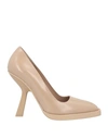 Ferragamo Glossy Leather Pointed Toe Pumps In Beige