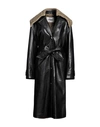 NANUSHKA NANUSHKA WOMAN COAT BLACK SIZE M POLYESTER, POLYURETHANE, RECLAIMED LEATHER