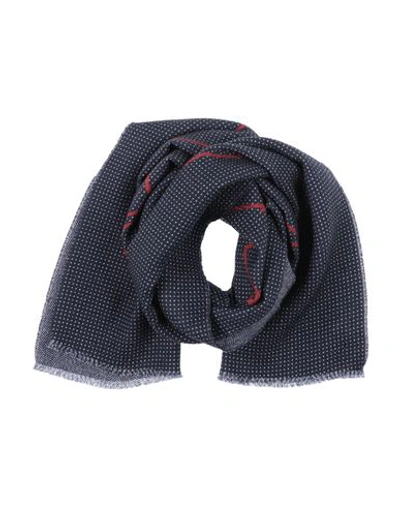 Giorgio Armani Man Scarf Midnight Blue Size - Virgin Wool In Blue