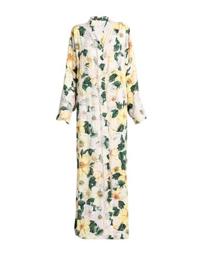 Dolce & Gabbana Woman Maxi Dress Light Yellow Size 10 Silk, Cotton, Polyamide, Elastane
