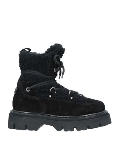 Casadei Woman Ankle Boots Black Size 8 Soft Leather, Textile Fibers