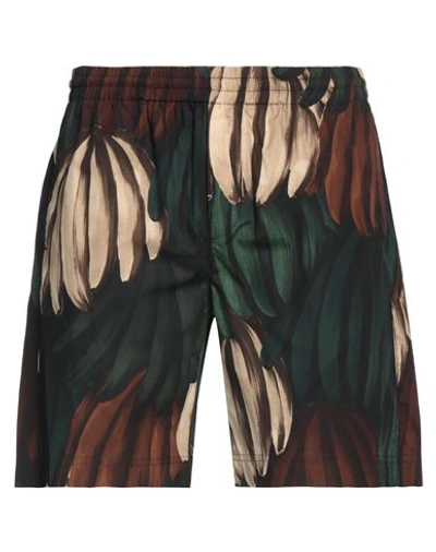 Msgm Man Shorts & Bermuda Shorts Dark Green Size 34 Cotton