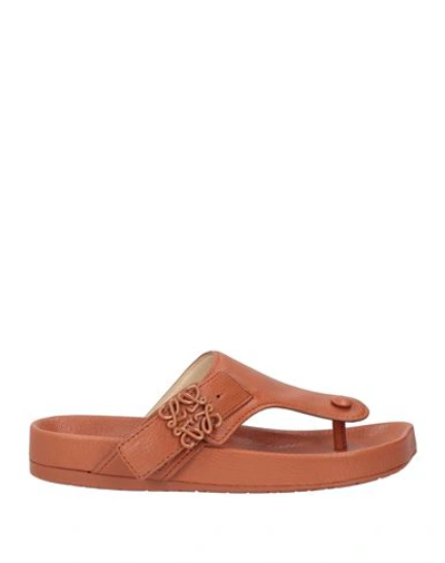 Loewe Woman Thong Sandal Tan Size 5 Soft Leather In Brown