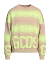 Gcds Multicolor Logo Jacquard Sweater In Beige