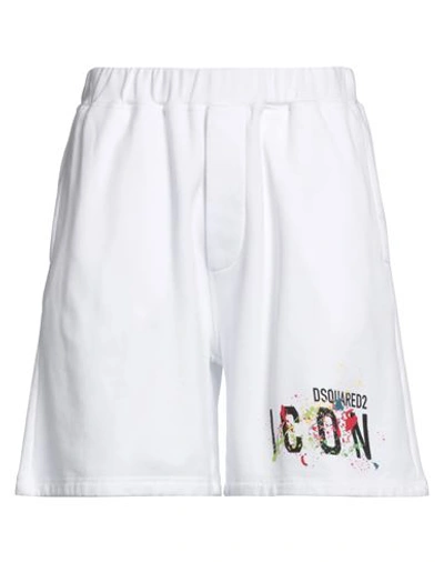 Dsquared2 Man Shorts & Bermuda Shorts White Size Xxl Cotton, Elastane