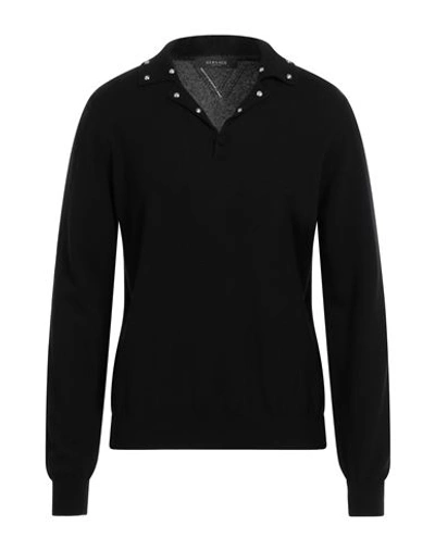 Versace Man Sweater Black Size 42 Virgin Wool, Cashmere