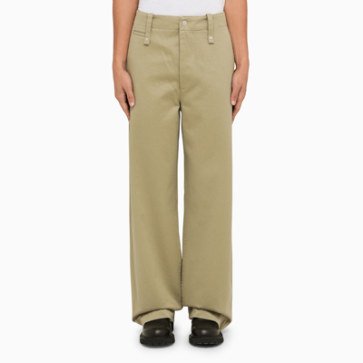 Burberry Straight Leg Cotton Trousers In Neutrals