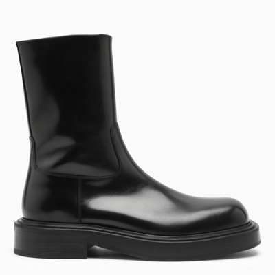 Ferragamo Black Leather Chelsea Boots In Nero