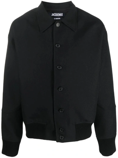 Jacquemus Le Bomber Feltro Wool Jacket In Black