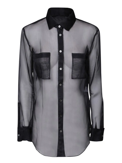 Blanca Vita Capparis Semi-sheer Shirt Black In Grey