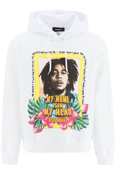 Dsquared2 Slogan-print Cotton Hoodie In White