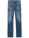 SAINT LAURENT STRAIGHT JEANS WITH WASHED EFFECT