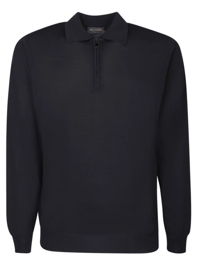 Dell'oglio Wool Zip Polo Shirt In Black