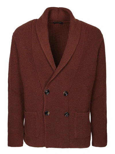 Dell'oglio Brown Shawl Collar Cardigan In Black