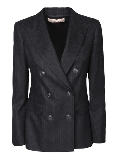 Blanca Vita Stretch Fabric Double-breasted Blazer In Black