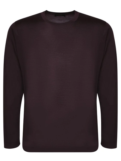 Dell'oglio Bordeaux Wool T-shirts In Burgundy
