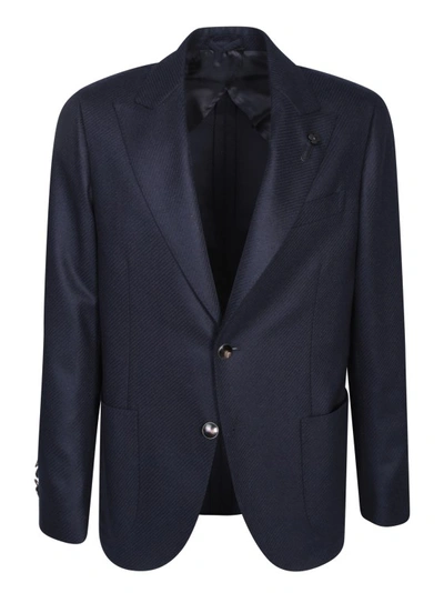Lardini Midnight Blue Wool Jacket In Black