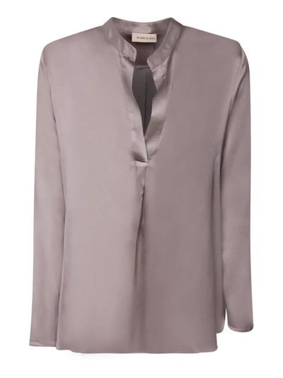 Blanca Vita Taupe Silk Tunic In Grey