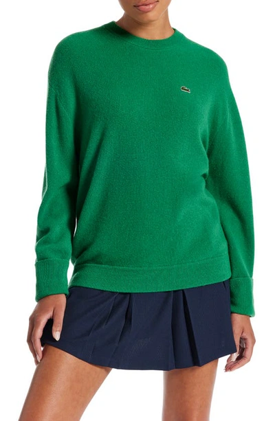 Lacoste Oversize Cashmere & Wool Sweater In Green