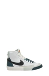 Nike Kids' Blazer Mid '77 Se Sneaker In White/ Black/ Jungle/ Silver