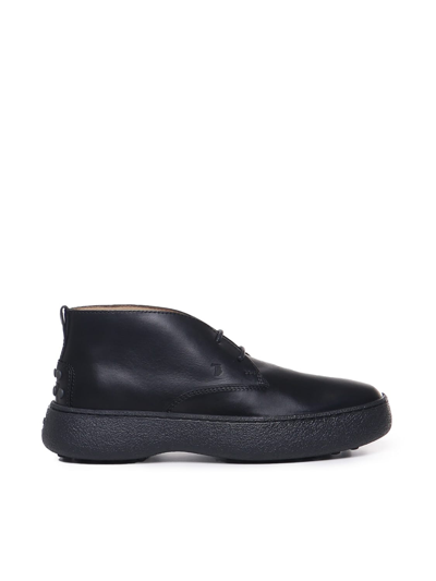 Tod's W. G. Desert Leather Boots In Black