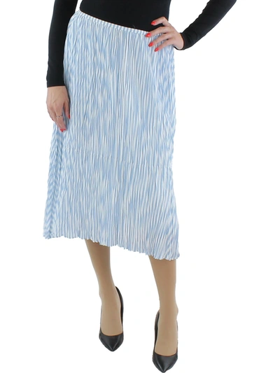 Vince Womens Striped Handkerchief Hem Pleated Skirt In Blue