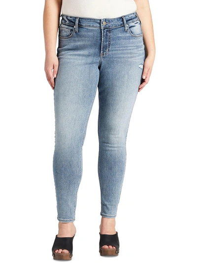 Silver Jeans Co. Womens Denim Light Wash Skinny Jeans In Blue