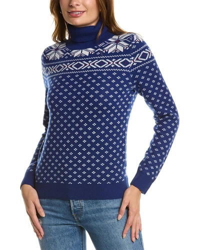 Kier + J Kier+j Turtleneck Fairisle Wool & Cashmere-blend Sweater In Blue