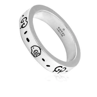 Pre-owned Gucci Sterling Silver Gg Ghost Ring