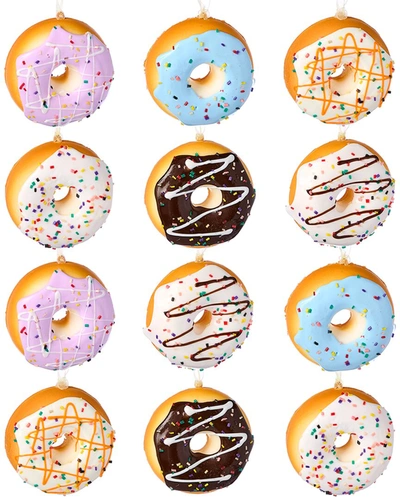 Kurt Adler 12pc Miniature Donut Ornaments (6 Assorted Styles)