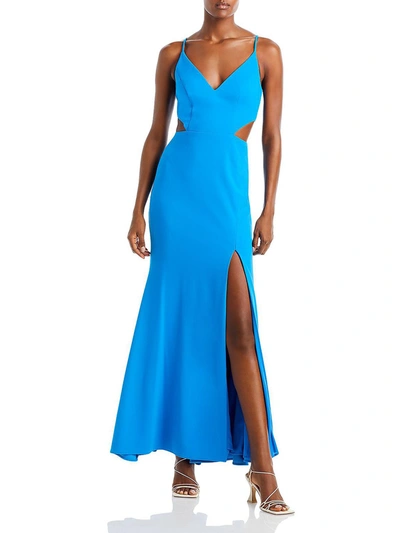 Aqua Womens Side Slit Maxi Evening Dress In Blue