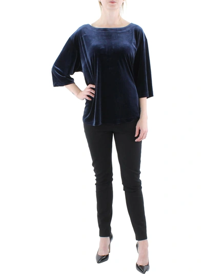 Eileen Fisher Womens Ballet Neck Box Top Blouse In Blue