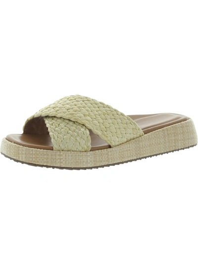 Me Too Linzi 12 Womens Woven Raffia Slide Sandals In White