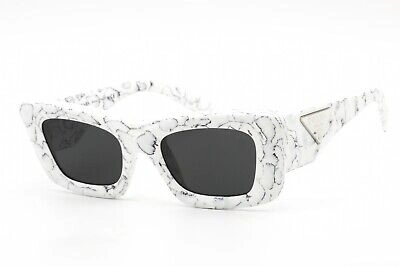 Pre-owned Prada Pr 13zs 17d5s0 Sunglasses Matte White Frame Dark Grey Lenses 50mm In Gray