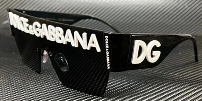 Pre-owned Dolce & Gabbana Dg2233 01 87 Black Rectangle Square Men's 43 Mm Sunglasses In Gray