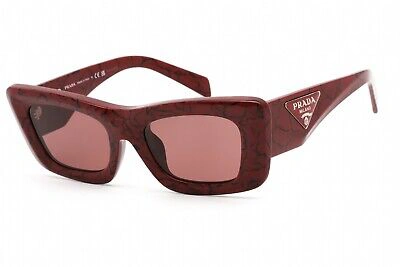 Pre-owned Prada 0pr 13zsf 15d08s Sunglasses Red Marble Frame Dark Violet Lenses 52 Mm In Purple