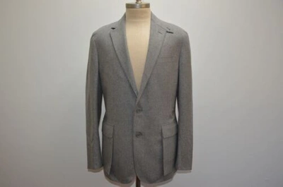 Pre-owned Ralph Lauren Purple Label Hadley Made In Italy 100% Wool Flannel Blazer Jacket In Gray