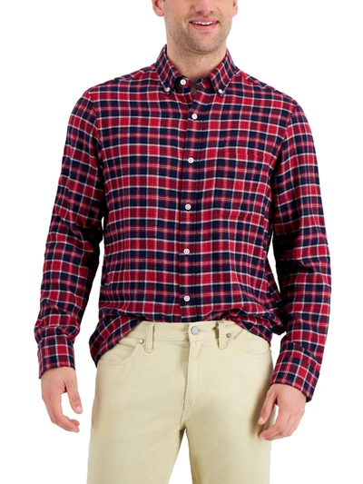 Club Room Mens Flannel Plaid Button-down Shirt In Multi